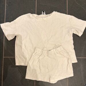 Princess Polly Cream Textured Top and Shorts Set